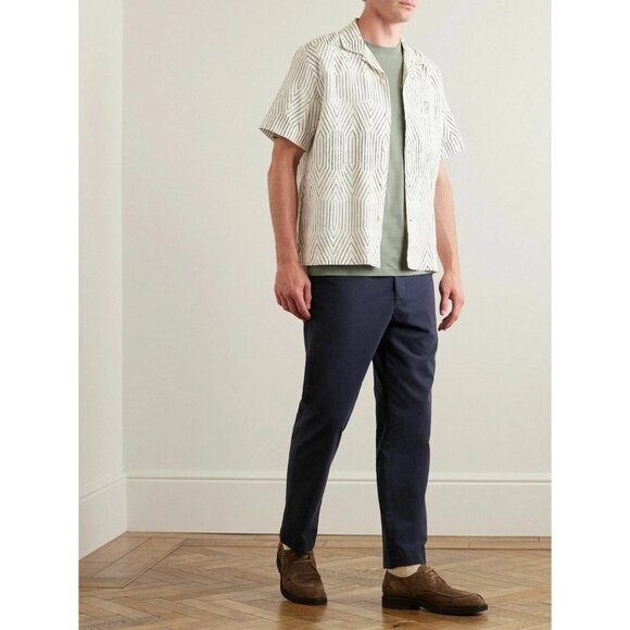 Mr. P Mr. Porter Linen Blend Camp Collar Button Down Shirt Sz XXL Geometric - Picture 1 of 12